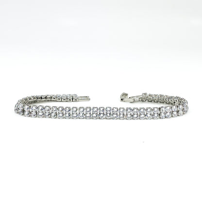 Kim Two Rows Round CZ Gold Tennis Bracelet | 7.25 in