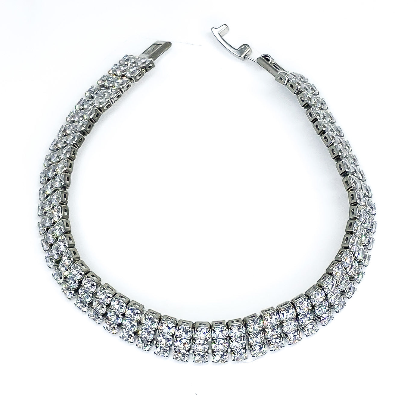 Kim Three Rows Round CZ Gold Tennis Bracelet | 7.25 in