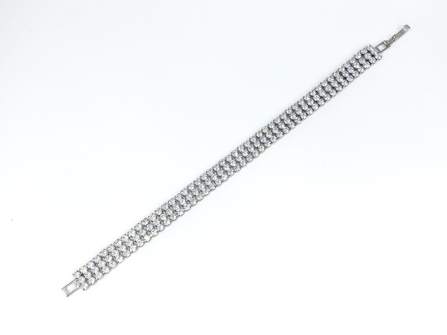 Kim Three Rows Round CZ Gold Tennis Bracelet | 7.25 in