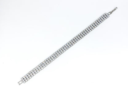 Kim Three Rows Round CZ Gold Tennis Bracelet | 7.25 in