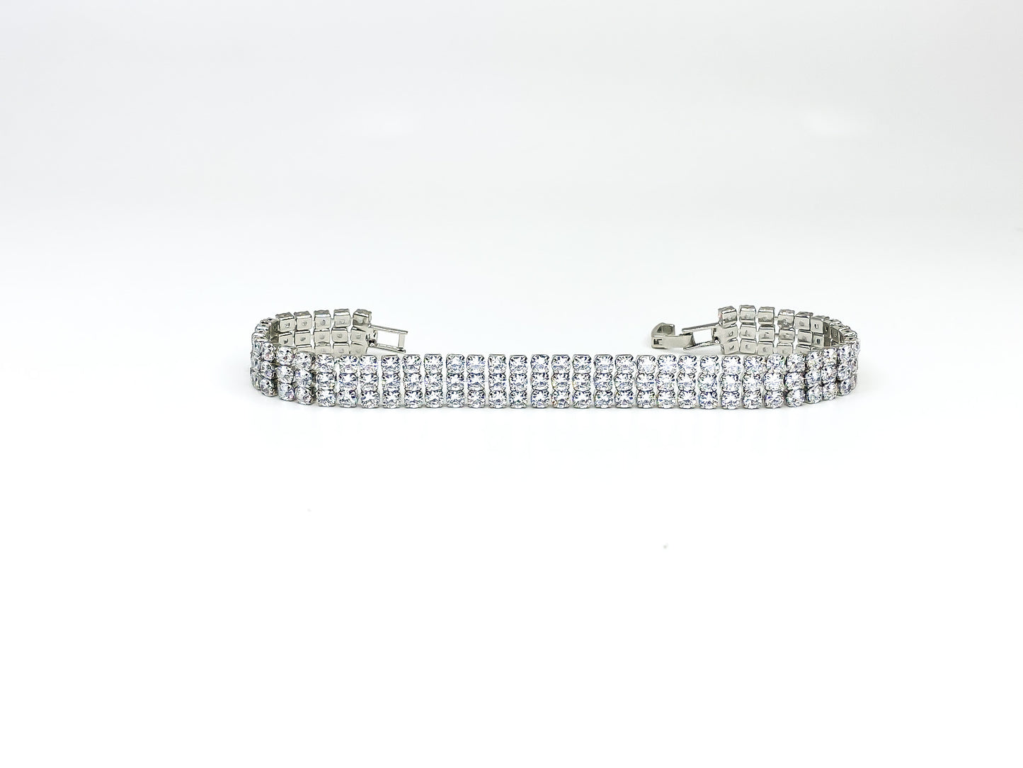 Kim Three Rows Round CZ Gold Tennis Bracelet | 7.25 in