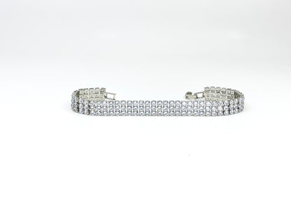 Kim Three Rows Round CZ Gold Tennis Bracelet | 7.25 in