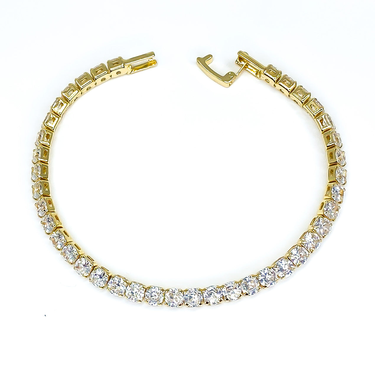 Micole 4mm Sapphire and Clear Round CZ Tennis Bracelet – 7in