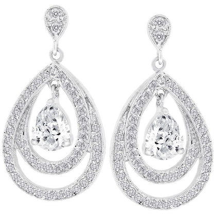 Milan Double Teardrop Dangle Earrings | 3.5ct