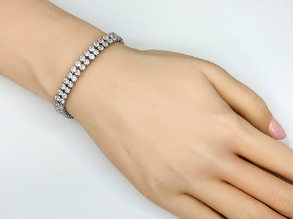 Kim Two Rows Round CZ Gold Tennis Bracelet | 7.25 in