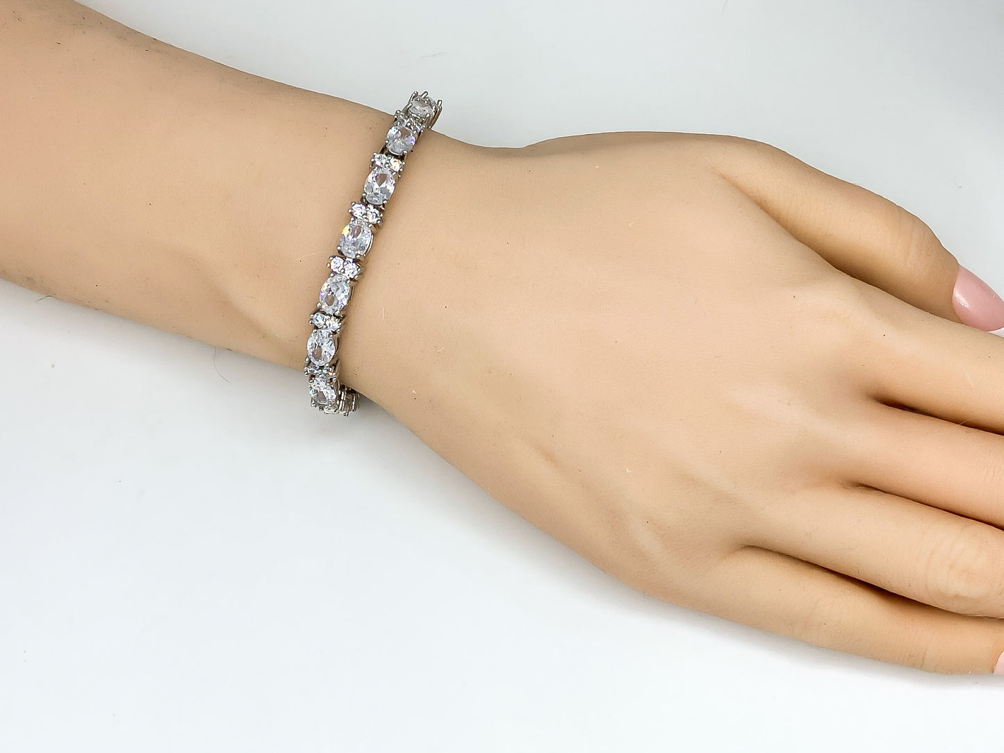 Melanie 7mm Oval CZ GoldTennis Bracelet | 7in