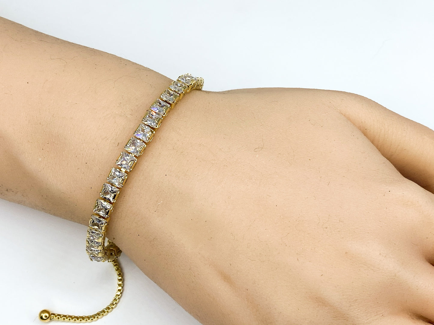 Keeley 4mm Princess CZ Silver Tennis Bolo Bracelet
