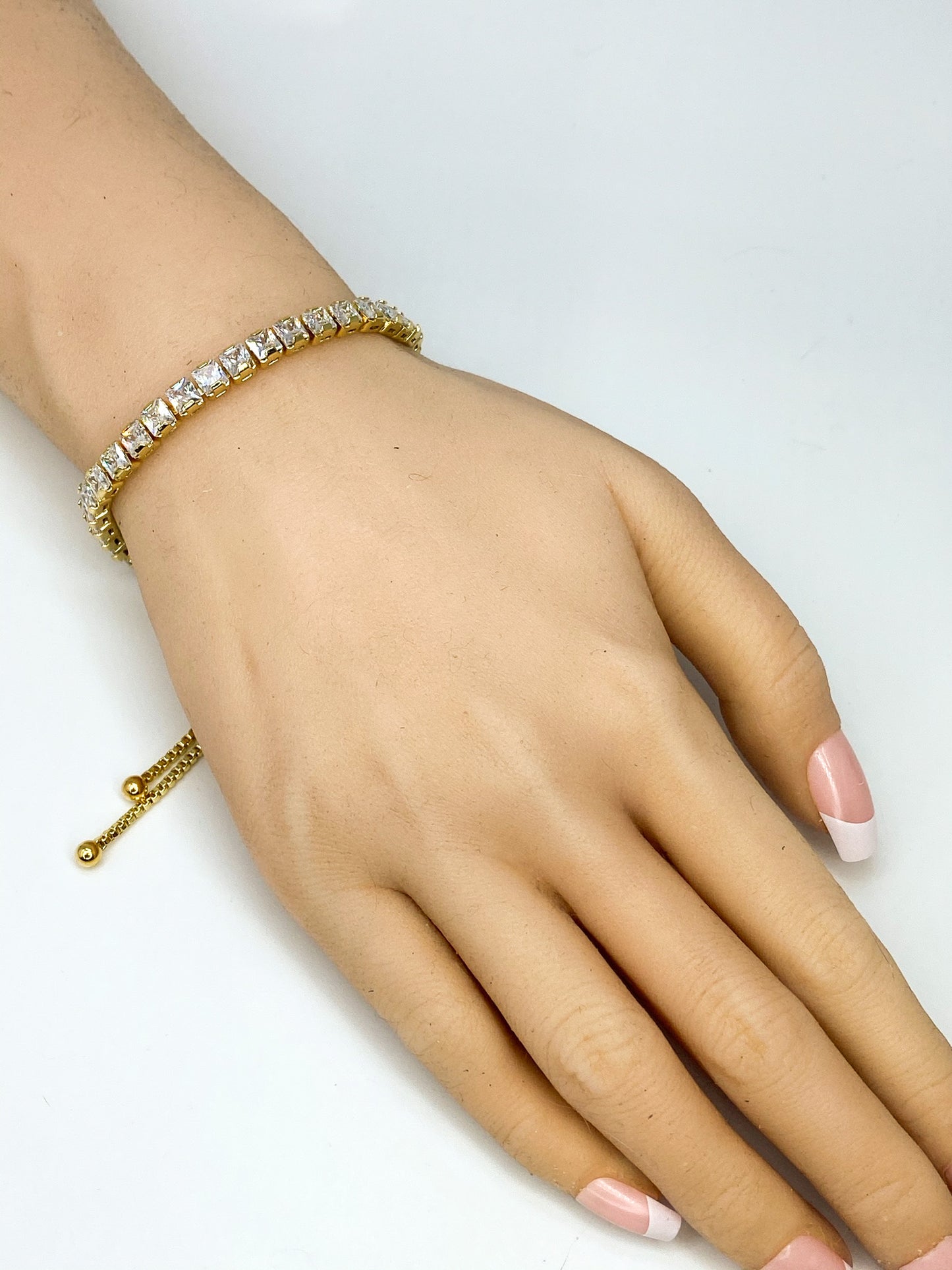 Keeley 4mm Princess CZ Silver Tennis Bolo Bracelet
