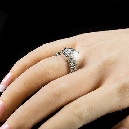 Genna 8x6mm Radiant Halo Engagement Ring Set | 2ct | 3.2ct