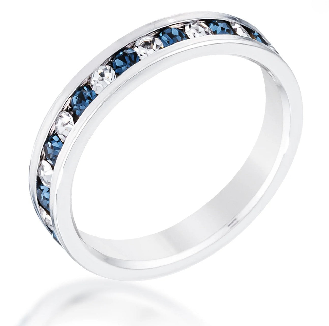 Gail 1.5mm Round Alternate Sapphire CZ Band Ring | 1ct