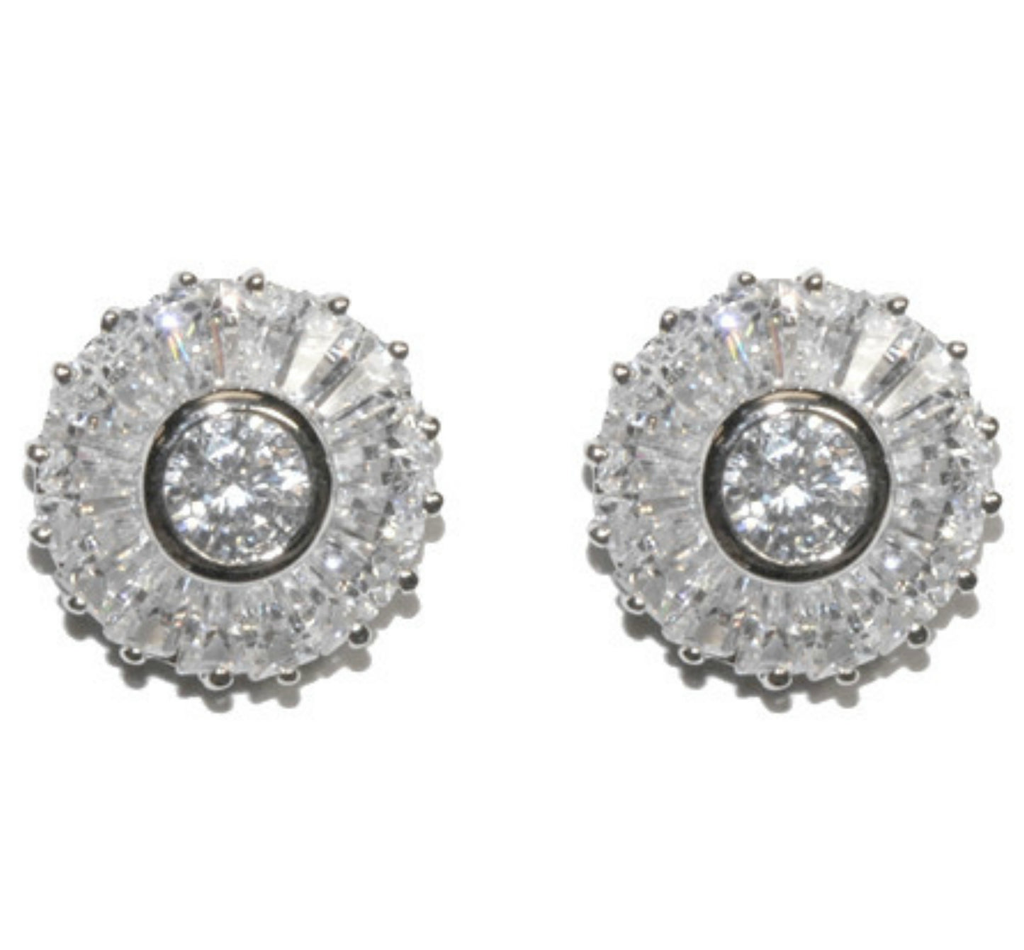 Belen Round and Baguette Stud Earrings