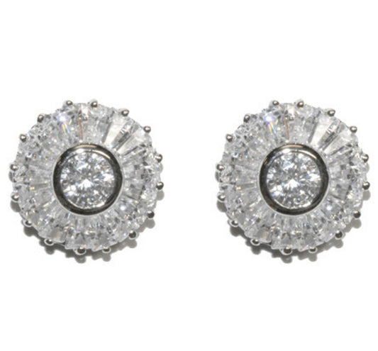 Belen Round and Baguette Stud Earrings