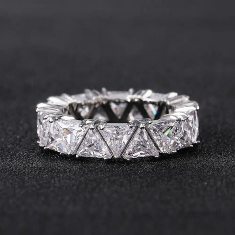 Fretila Trillant Triangle Cut Eternity Stackable Ring | 7ct | Sterling Silver