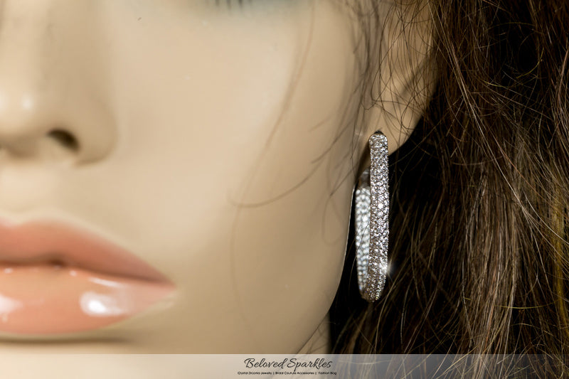 Karina Round Paved CZ Medium Hoop Earrings | 1.7in
