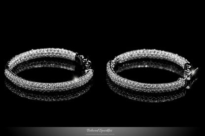Karina Round Paved CZ Medium Hoop Earrings | 1.7in