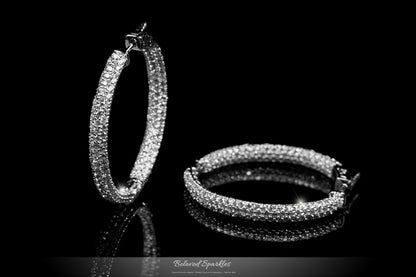 Karina Round Paved CZ Medium Hoop Earrings | 1.7in