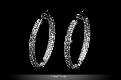 Karina Round Paved CZ Medium Hoop Earrings | 1.7in