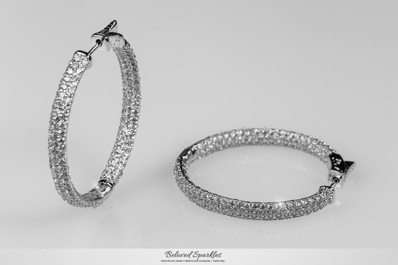 Karina Round Paved CZ Medium Hoop Earrings | 1.7in