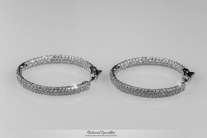 Karina Round Paved CZ Medium Hoop Earrings | 1.7in
