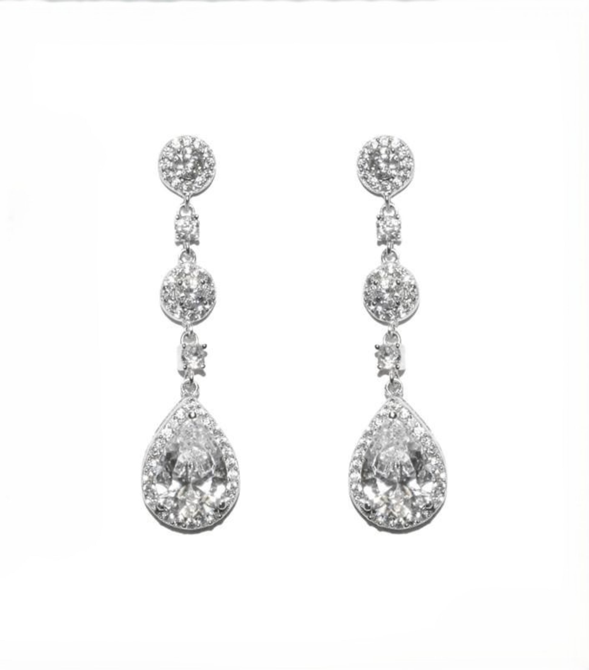 Lina Linear Dangle Pear Drop Earrings | 38mm - Beloved Sparkles