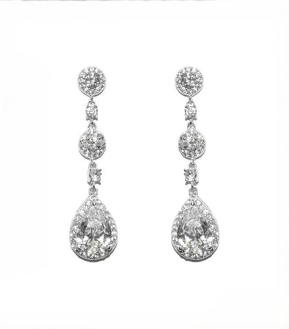 Lina Linear Dangle Pear Drop Earrings | 38mm - Beloved Sparkles