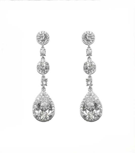 Lina Linear Dangle Pear Drop Earrings | 38mm - Beloved Sparkles