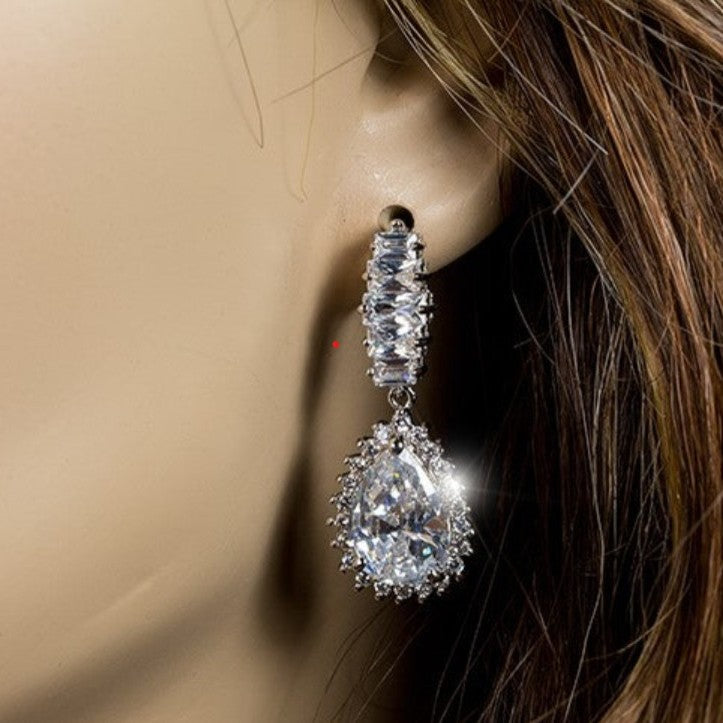 Lola CZ Pear Drop Evening Earrings