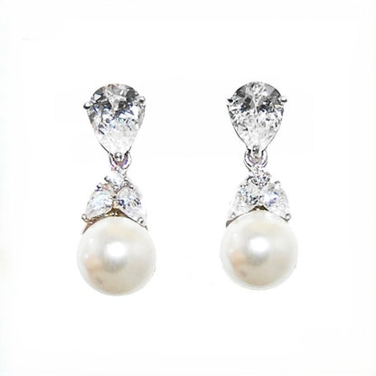 Milli Round White Pearl Drop Earrings