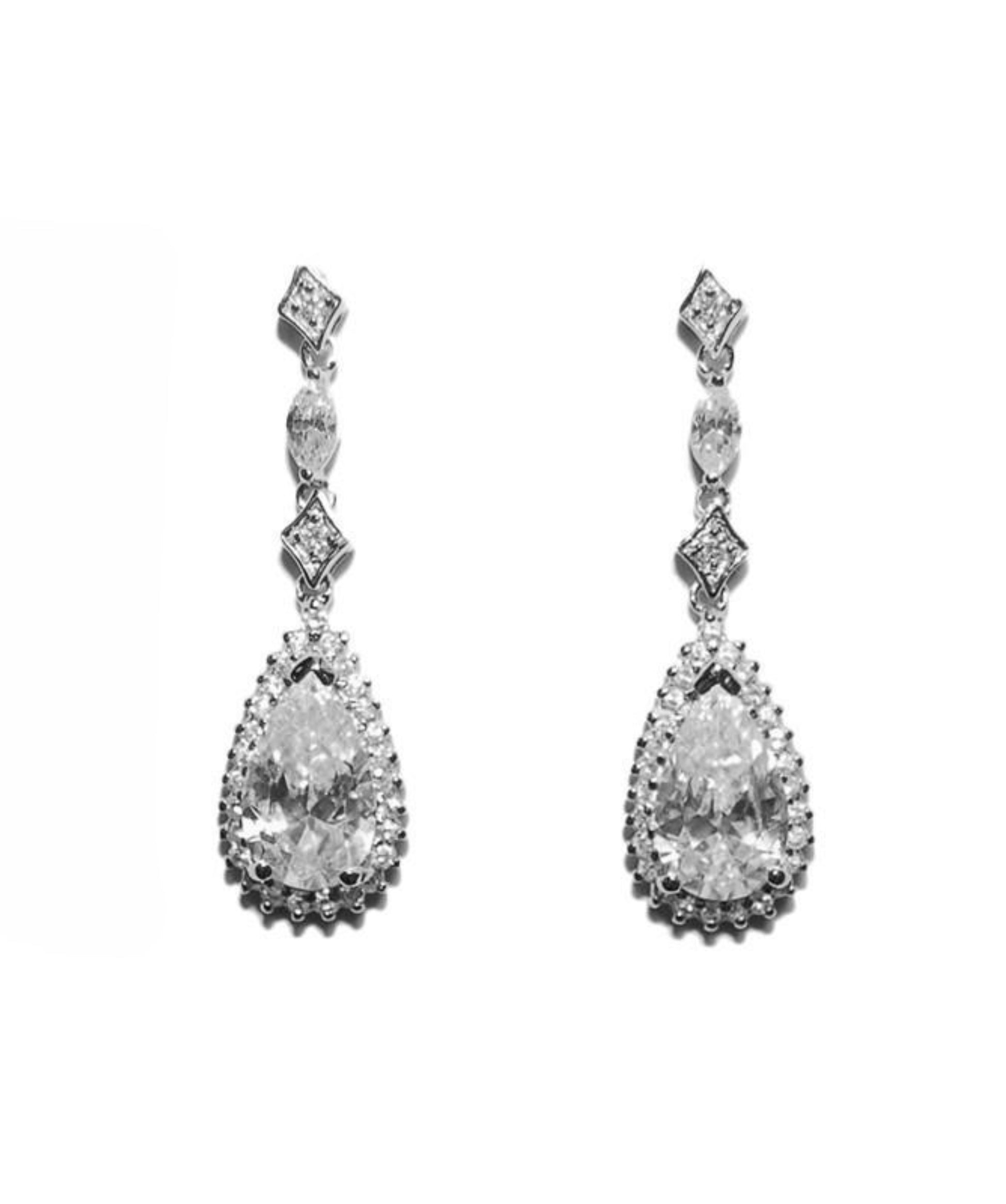 Penny Pear Drop Dangle Earrings | 4ct - Beloved Sparkles