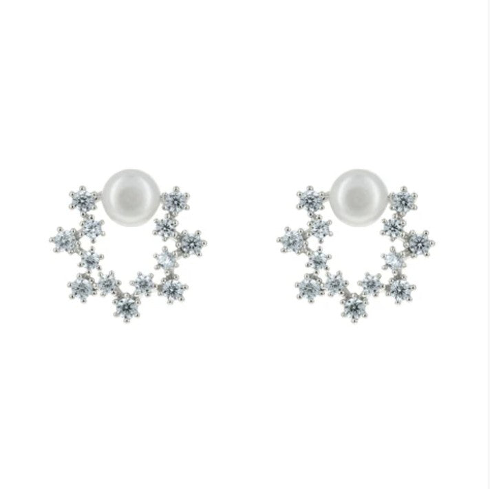 Rema Mini Pearl Cosmic CZ Stud Earrings