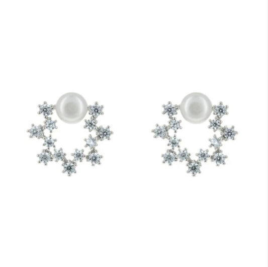 Rema Mini Pearl Cosmic CZ Stud Earrings