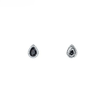 Shanna Black Pear Cut Halo Stud Earrings