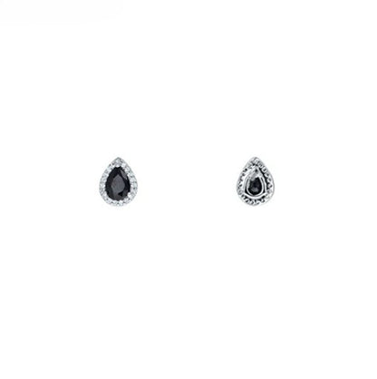 Shanna Black Pear Cut Halo Stud Earrings