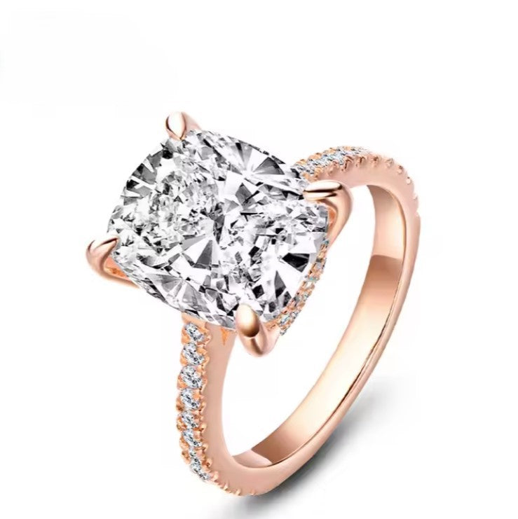 Berlinda 12x10m Cushion CZ Engagement Ring | 6.8ct | 925 Sterling Silver