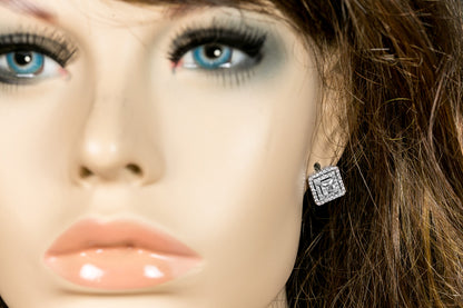 Darice Princess Cut CZ Halo Stud Earrings