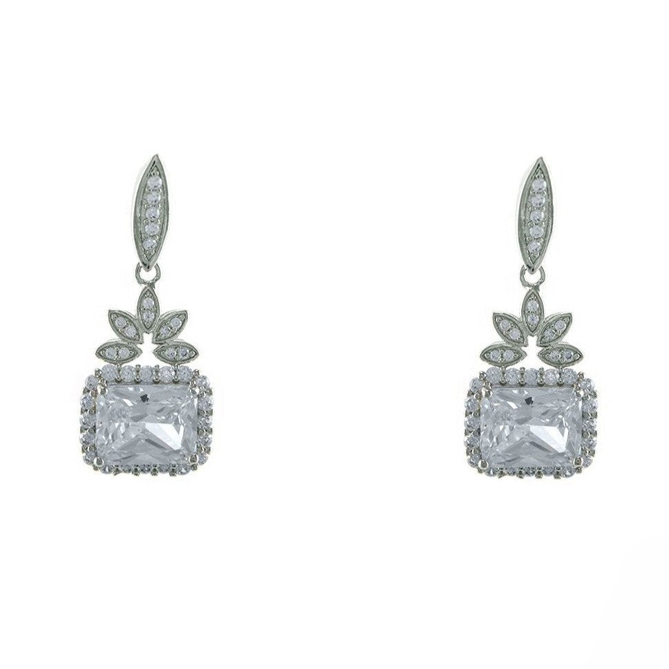Louann Radiant Cut CZ Drop Earrings