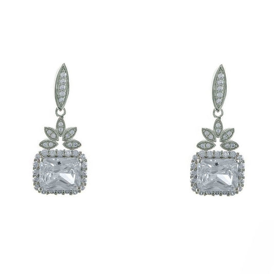 Louann Radiant Cut CZ Drop Earrings