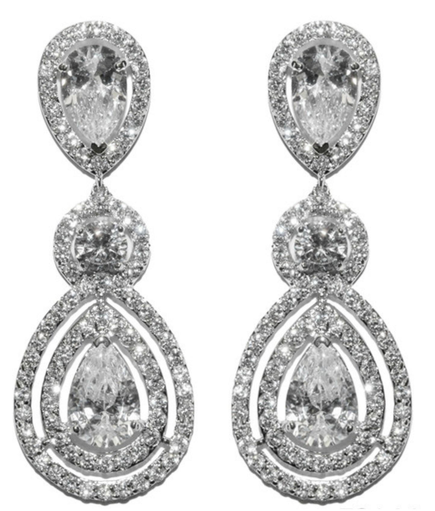 Louisa Pear Halo Chandelier Earrings