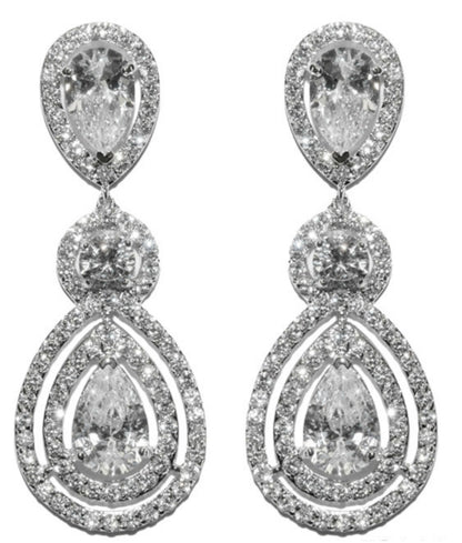 Louisa Pear Halo Chandelier Earrings