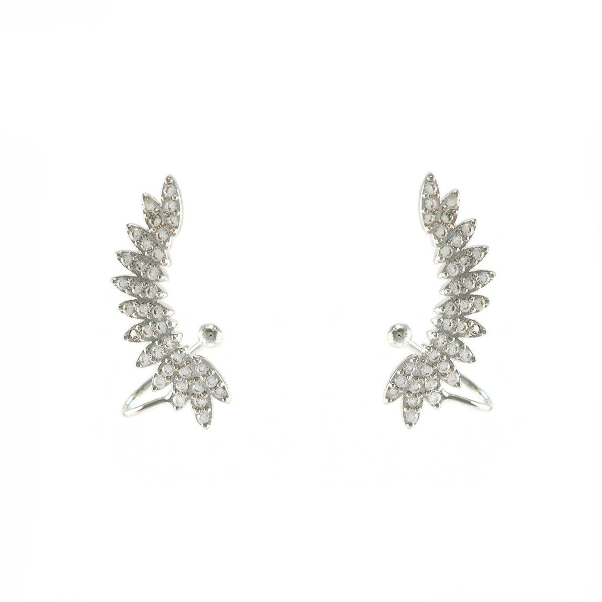 Shanna CZ Leaf Ear Climber Earrings