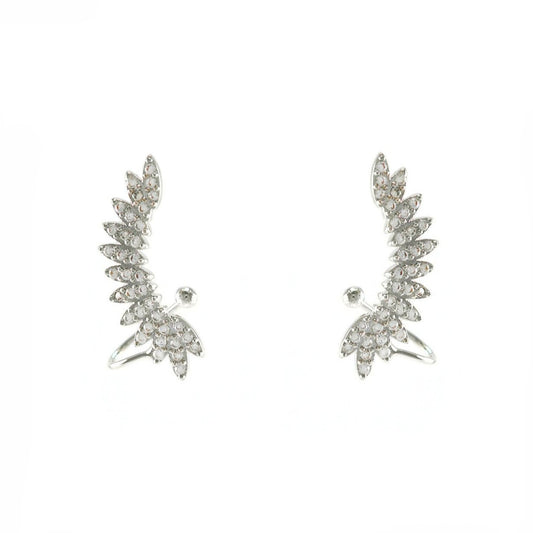 Shanna CZ Leaf Ear Climber Earrings