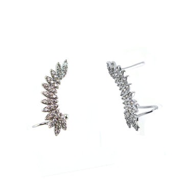 Shanna CZ Leaf Ear Climber Earrings