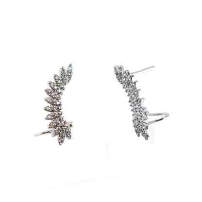 Shanna CZ Leaf Ear Climber Earrings