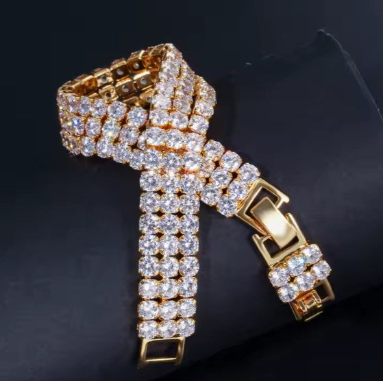 Kim Three Rows Round CZ Silver Tennis Bracelet | 7.25 in