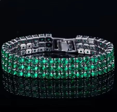 Kim Three Rows Round CZ Silver Tennis Bracelet | 7.25 in