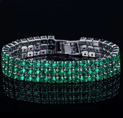 Kim Three Rows Round CZ Silver Tennis Bracelet | 7.25 in