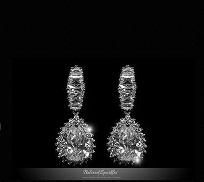 Lola CZ Pear Drop Evening Earrings