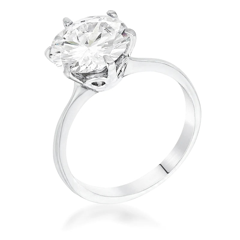 Gemma 6mm 8mm 10mm round zirconia engagement ring | 1ct - 2ct - 3.85ct