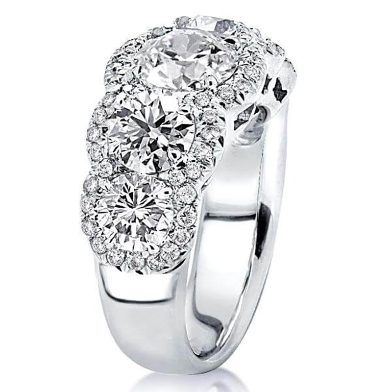 Shannon 9mm Round Cut Five Stones Halo Ring |  2.75ct | 8ct | 925 Sterling Silver