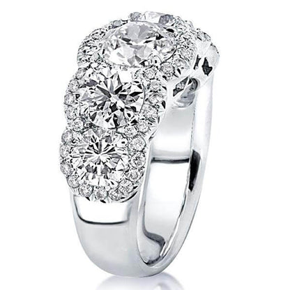 Shannon 9mm Round Cut Five Stones Halo Ring |  2.75ct | 8ct | 925 Sterling Silver